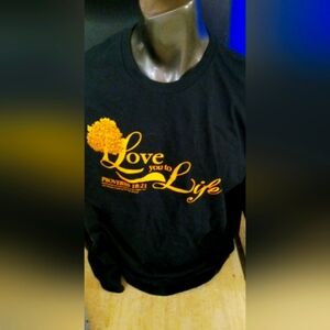Black and Gold Graphic T-Shirt love you to life proverbs 18:21